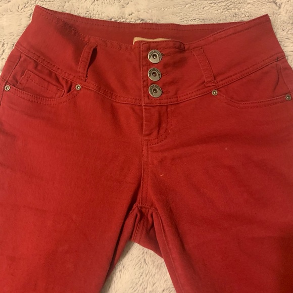 Deep Red Skinny Jeans - Picture 2 of 5